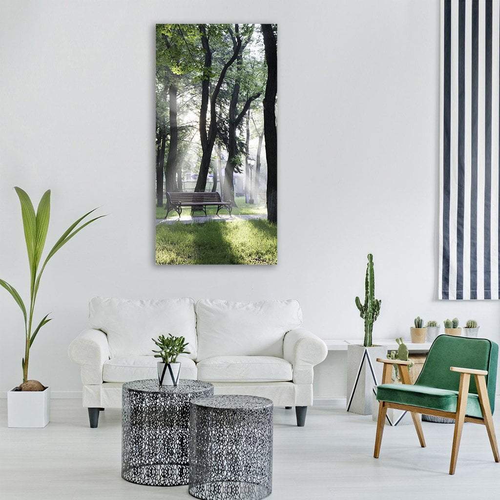 Sunlight Rays In Park Vertical Canvas Wall Art-1 Vertical-Gallery Wrap-12" x 24"-Tiaracle