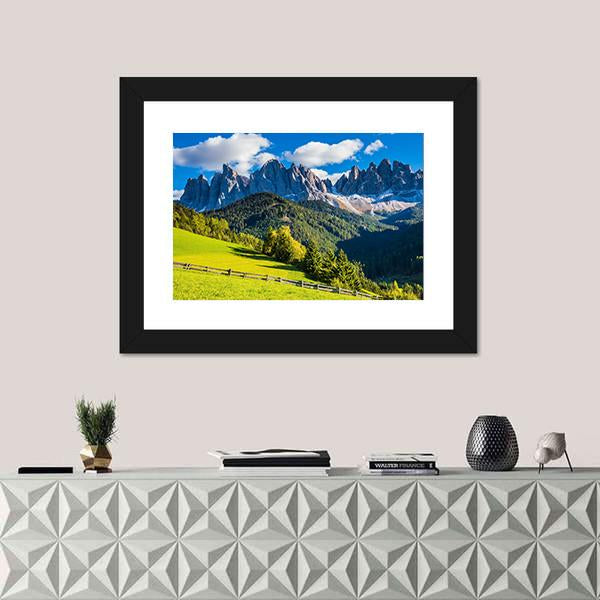 Sunny Day In Dolomites Canvas Wall Art-1 Piece-Framed Print-20" x 16"-Tiaracle