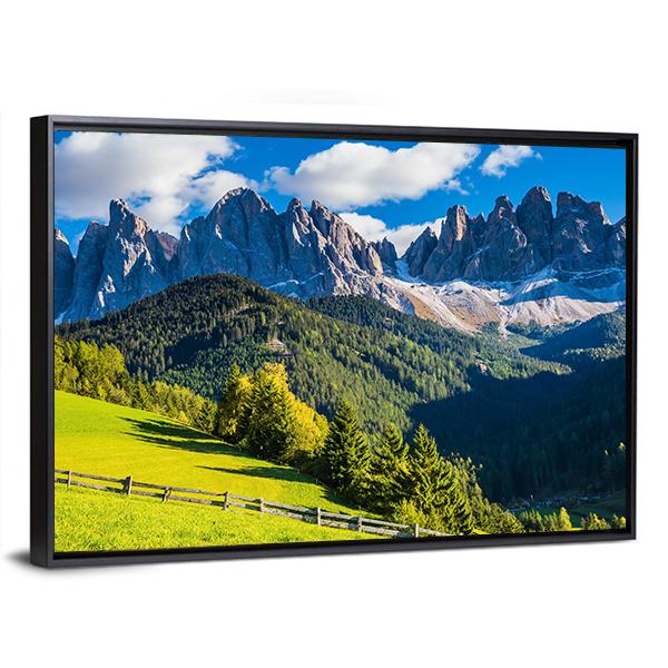 Sunny Day In Dolomites Canvas Wall Art-3 Horizontal-Gallery Wrap-25" x 16"-Tiaracle