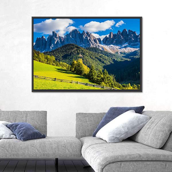 Sunny Day In Dolomites Canvas Wall Art-3 Horizontal-Gallery Wrap-25" x 16"-Tiaracle