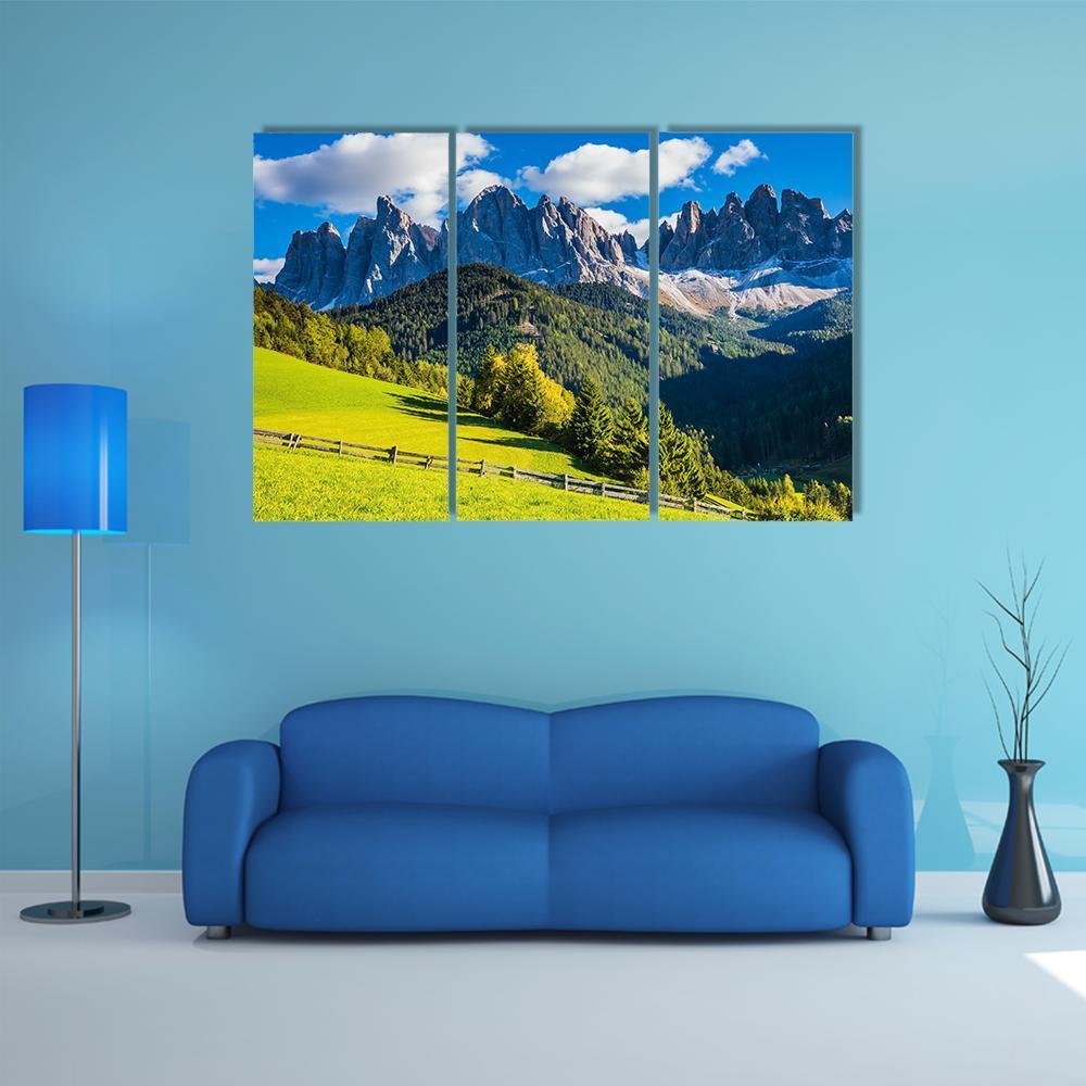 Sunny Day In Dolomites Canvas Wall Art-3 Horizontal-Gallery Wrap-37" x 24"-Tiaracle