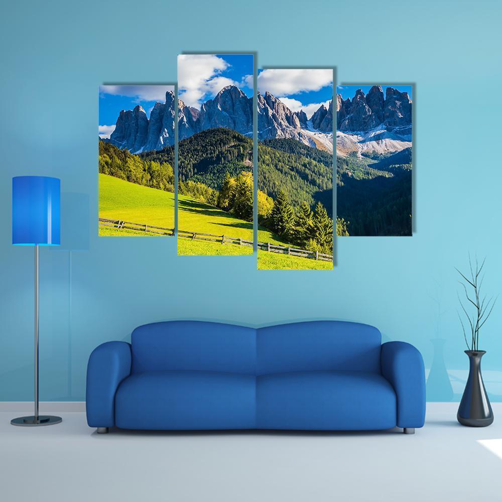 Sunny Day In Dolomites Canvas Wall Art-4 Pop-Gallery Wrap-50" x 32"-Tiaracle