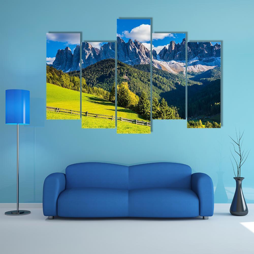 Sunny Day In Dolomites Canvas Wall Art-5 Pop-Gallery Wrap-47" x 32"-Tiaracle