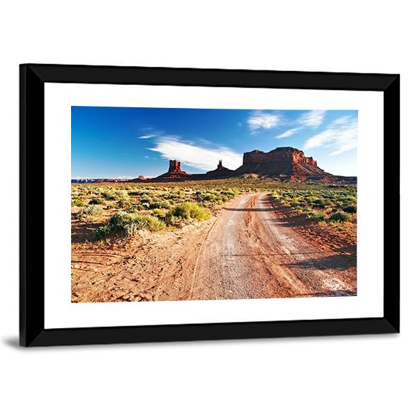 Sunny Day In Monument Valley Canvas Wall Art-5 Horizontal-Gallery Wrap-22" x 12"-Tiaracle