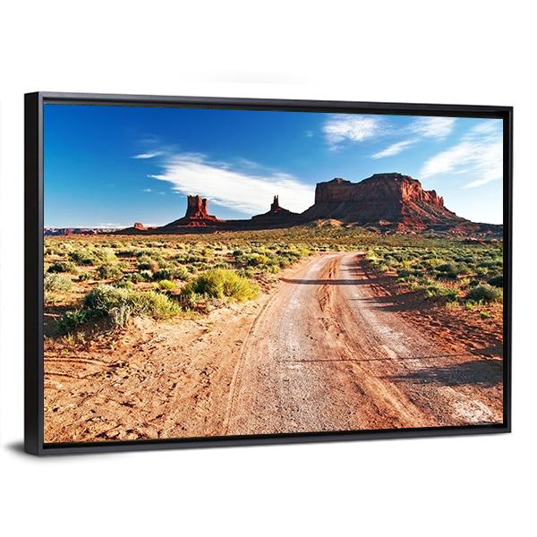 Sunny Day In Monument Valley Canvas Wall Art-5 Horizontal-Gallery Wrap-22" x 12"-Tiaracle