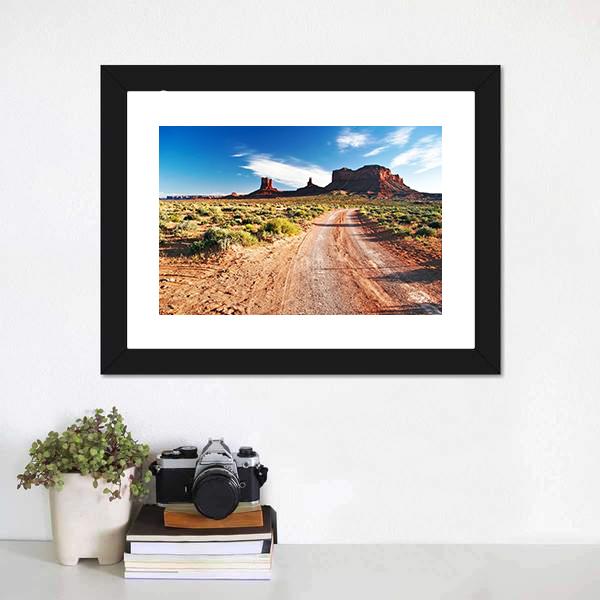 Sunny Day In Monument Valley Canvas Wall Art-1 Piece-Framed Print-20" x 16"-Tiaracle