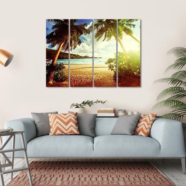 Sunny Day On Green Beach Canvas Wall Art-4 Horizontal-Gallery Wrap-34" x 24"-Tiaracle