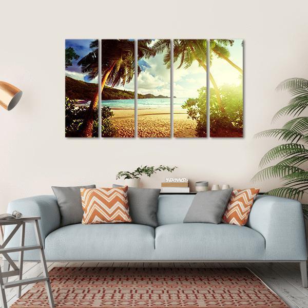 Sunny Day On Green Beach Canvas Wall Art-5 Horizontal-Gallery Wrap-22" x 12"-Tiaracle