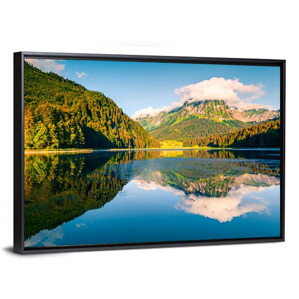 Sunny Summer Landscape On Obersee Lake Canvas Wall Art-3 Horizontal-Gallery Wrap-25" x 16"-Tiaracle
