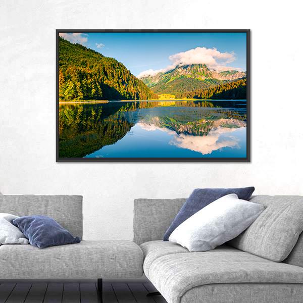 Sunny Summer Landscape On Obersee Lake Canvas Wall Art-3 Horizontal-Gallery Wrap-25" x 16"-Tiaracle