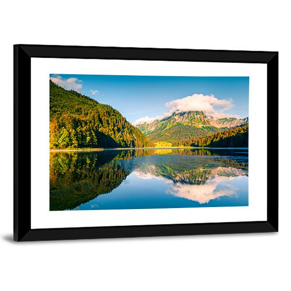 Sunny Summer Landscape On Obersee Lake Canvas Wall Art-3 Horizontal-Gallery Wrap-25" x 16"-Tiaracle