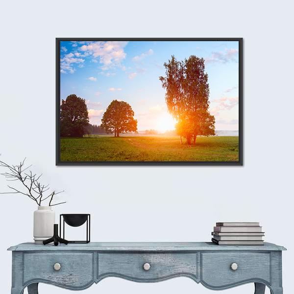Sunny Summer Morning Canvas Wall Art-1 Piece-Floating Frame-24" x 16"-Tiaracle