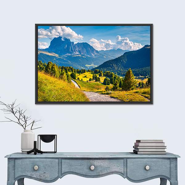 Sunny Summer Scene In The valley Gardena Canvas Wall Art-1 Piece-Floating Frame-24" x 16"-Tiaracle