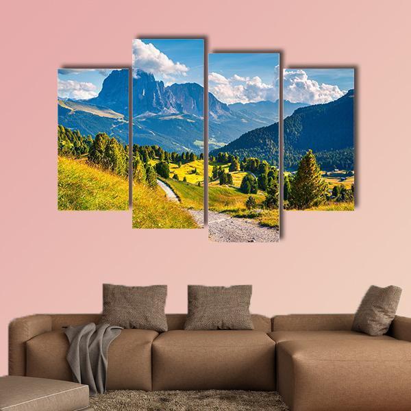 Sunny Summer Scene In The valley Gardena Canvas Wall Art-4 Pop-Gallery Wrap-50" x 32"-Tiaracle