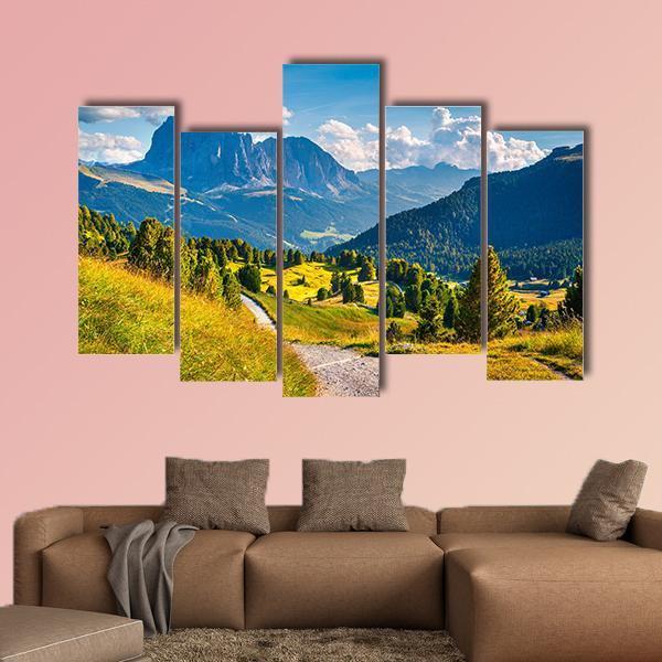 Sunny Summer Scene In The valley Gardena Canvas Wall Art-5 Pop-Gallery Wrap-47" x 32"-Tiaracle