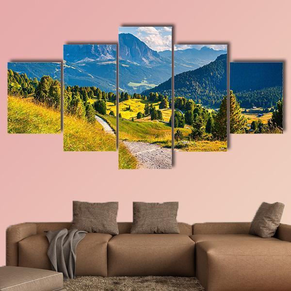 Sunny Summer Scene In The valley Gardena Canvas Wall Art-5 Star-Gallery Wrap-62" x 32"-Tiaracle