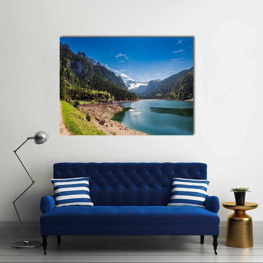 Sunny Sunrise At Gosausee Lake Canvas Wall Art-5 Horizontal-Gallery Wrap-22" x 12"-Tiaracle