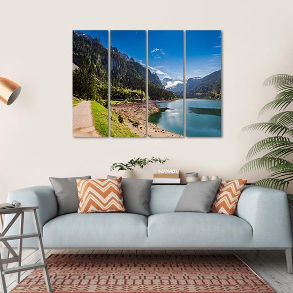 Sunny Sunrise At Gosausee Lake Canvas Wall Art-4 Horizontal-Gallery Wrap-34" x 24"-Tiaracle