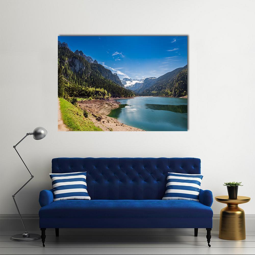 Sunny Sunrise At Gosausee Lake Canvas Wall Art-1 Piece-Gallery Wrap-48" x 32"-Tiaracle