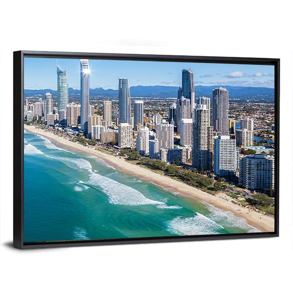 Sunny View Of Gold Coast In Queensland Canvas Wall Art-3 Horizontal-Gallery Wrap-25" x 16"-Tiaracle
