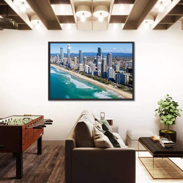 Sunny View Of Gold Coast In Queensland Canvas Wall Art-3 Horizontal-Gallery Wrap-25" x 16"-Tiaracle