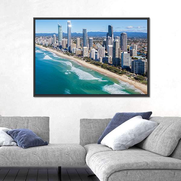 Sunny View Of Gold Coast In Queensland Canvas Wall Art-3 Horizontal-Gallery Wrap-25" x 16"-Tiaracle