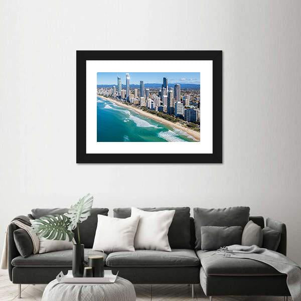Sunny View Of Gold Coast In Queensland Canvas Wall Art-3 Horizontal-Gallery Wrap-25" x 16"-Tiaracle