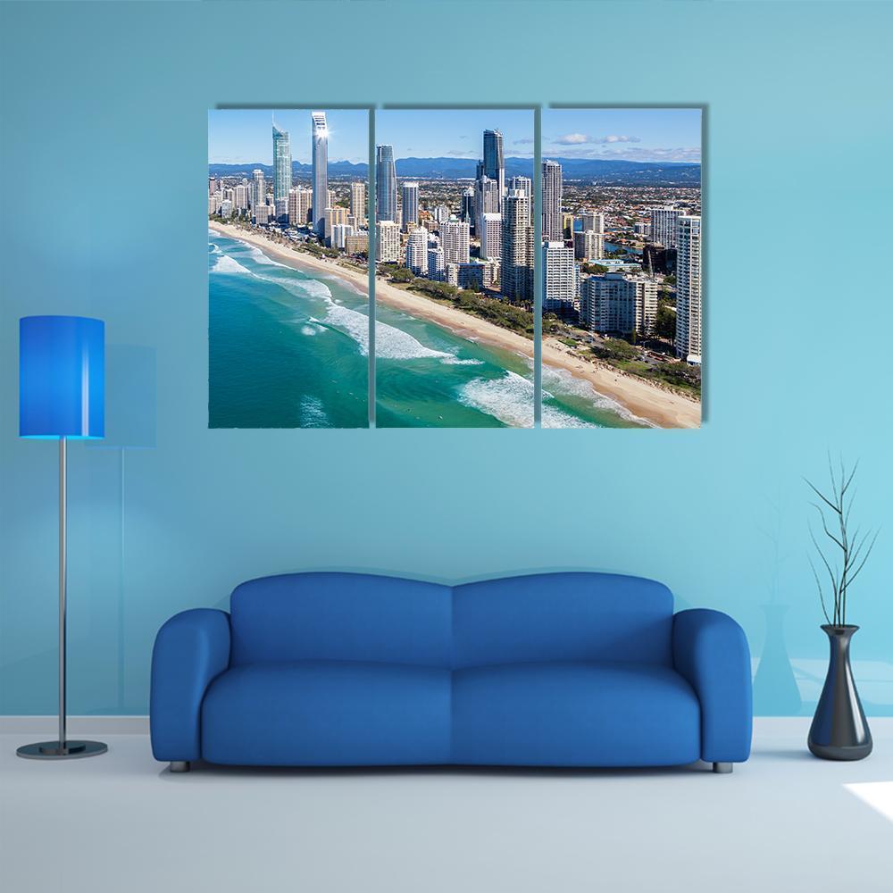 Sunny View Of Gold Coast In Queensland Canvas Wall Art-3 Horizontal-Gallery Wrap-37" x 24"-Tiaracle