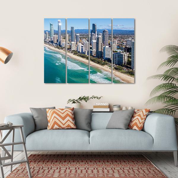 Sunny View Of Gold Coast In Queensland Canvas Wall Art-4 Horizontal-Gallery Wrap-34" x 24"-Tiaracle