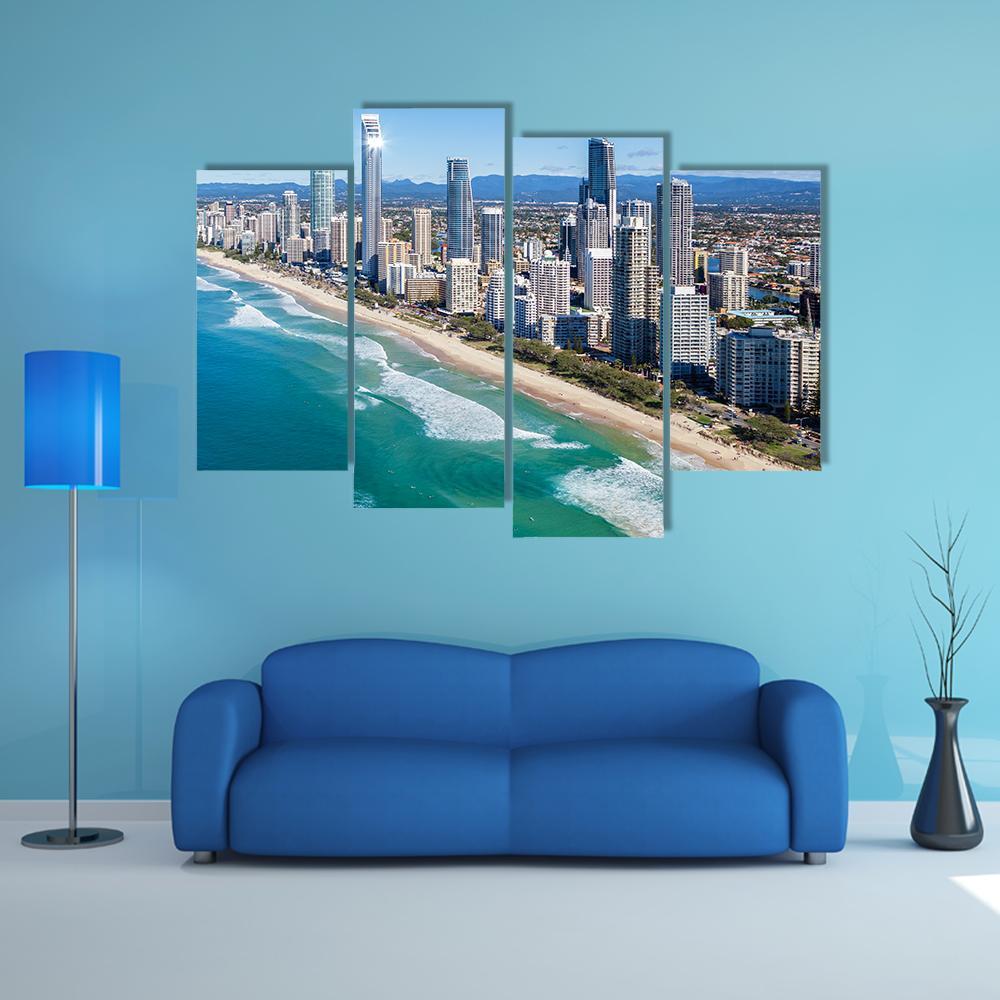 Sunny View Of Gold Coast In Queensland Canvas Wall Art-4 Pop-Gallery Wrap-50" x 32"-Tiaracle