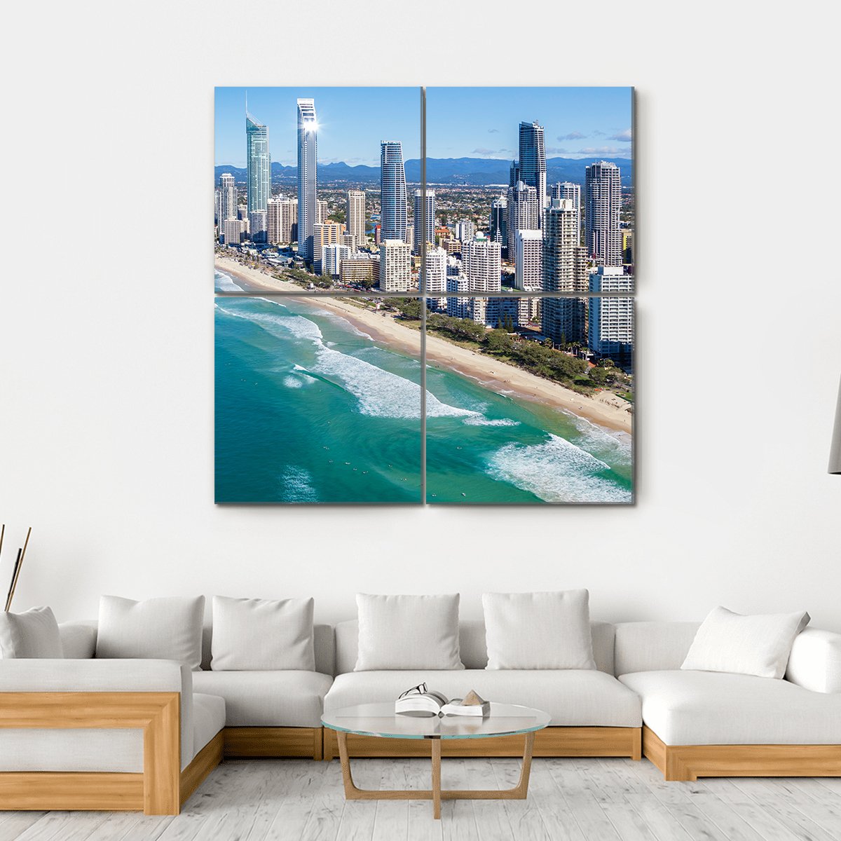 Sunny View Of Gold Coast In Queensland Canvas Wall Art-4 Square-Gallery Wrap-17" x 17"-Tiaracle