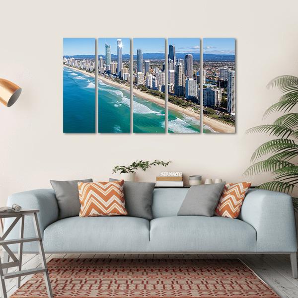 Sunny View Of Gold Coast In Queensland Canvas Wall Art-5 Horizontal-Gallery Wrap-22" x 12"-Tiaracle