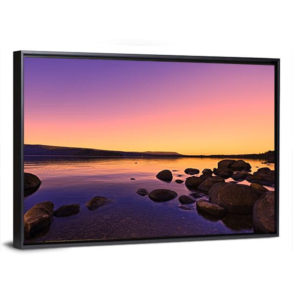 Sunrise Above A Lake Canvas Wall Art-3 Horizontal-Gallery Wrap-25" x 16"-Tiaracle