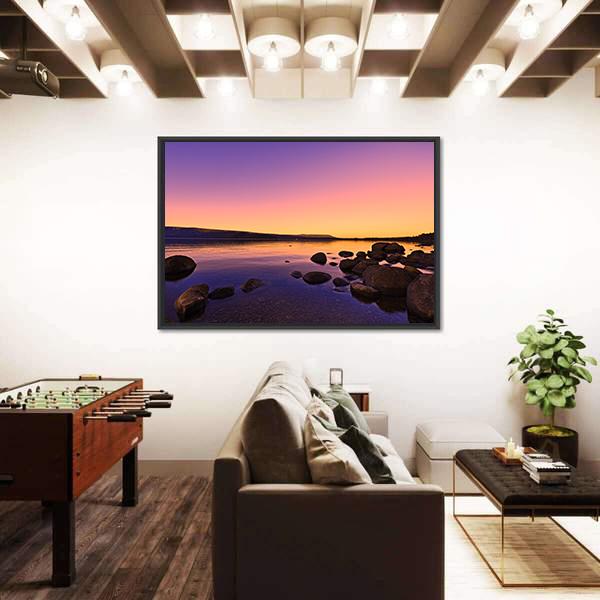 Sunrise Above A Lake Canvas Wall Art-3 Horizontal-Gallery Wrap-25" x 16"-Tiaracle