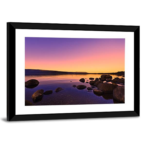 Sunrise Above A Lake Canvas Wall Art-3 Horizontal-Gallery Wrap-25" x 16"-Tiaracle