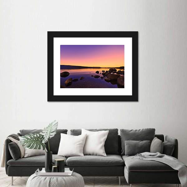 Sunrise Above A Lake Canvas Wall Art-3 Horizontal-Gallery Wrap-25" x 16"-Tiaracle