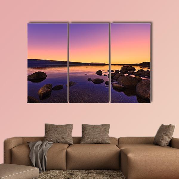 Sunrise Above A Lake Canvas Wall Art-3 Horizontal-Gallery Wrap-37" x 24"-Tiaracle