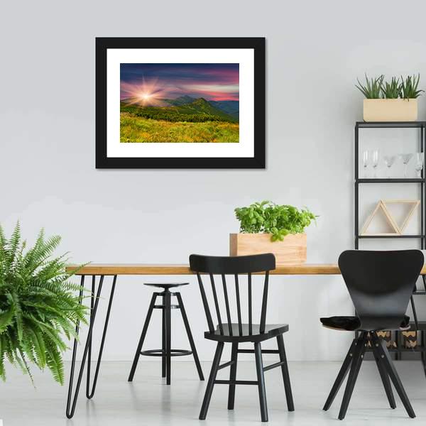 Sunrise Above Mountains Canvas Wall Art-5 Horizontal-Gallery Wrap-22" x 12"-Tiaracle