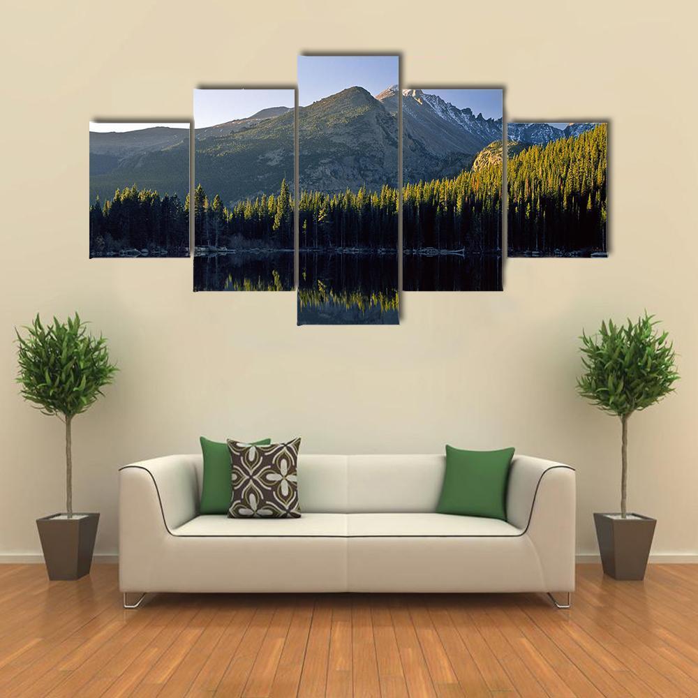 Sunrise At Bear Lake In National Park Canvas Wall Art-5 Star-Gallery Wrap-62" x 32"-Tiaracle