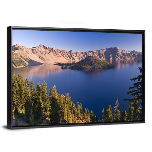 Sunrise At Crater Lake Volcano In Oregon Canvas Wall Art-3 Horizontal-Gallery Wrap-25" x 16"-Tiaracle