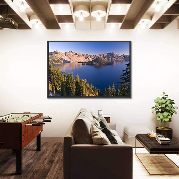 Sunrise At Crater Lake Volcano In Oregon Canvas Wall Art-3 Horizontal-Gallery Wrap-25" x 16"-Tiaracle