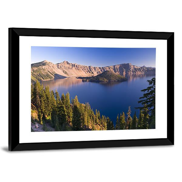 Sunrise At Crater Lake Volcano In Oregon Canvas Wall Art-3 Horizontal-Gallery Wrap-25" x 16"-Tiaracle