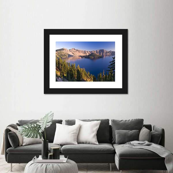Sunrise At Crater Lake Volcano In Oregon Canvas Wall Art-3 Horizontal-Gallery Wrap-25" x 16"-Tiaracle