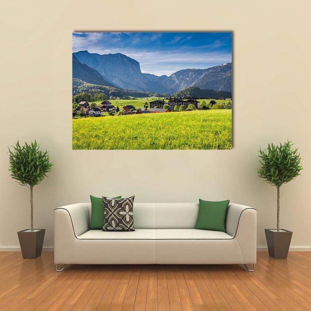Sunrise At Gosau In Alps Austria Canvas Wall Art-1 Piece-Gallery Wrap-48" x 32"-Tiaracle