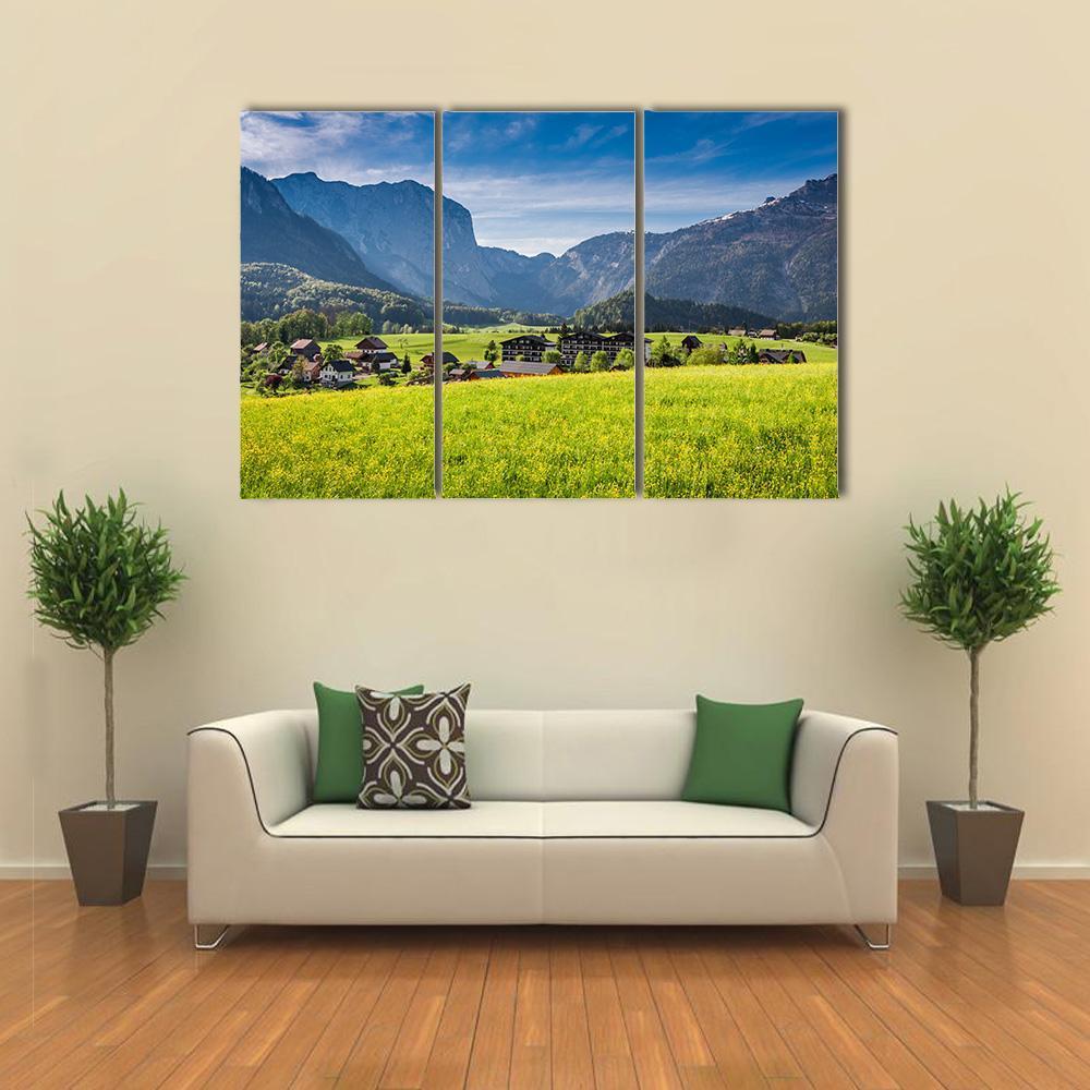 Sunrise At Gosau In Alps Austria Canvas Wall Art-3 Horizontal-Gallery Wrap-37" x 24"-Tiaracle