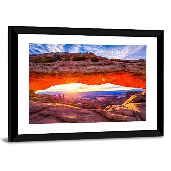 Sunrise At Iconic Mesa Arch Canvas Wall Art-3 Horizontal-Gallery Wrap-25" x 16"-Tiaracle