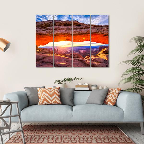 Sunrise At Iconic Mesa Arch Canvas Wall Art-4 Horizontal-Gallery Wrap-34" x 24"-Tiaracle