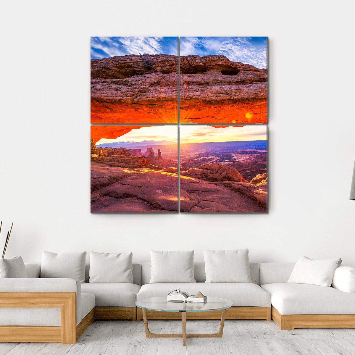 Sunrise At Iconic Mesa Arch Canvas Wall Art-4 Square-Gallery Wrap-17" x 17"-Tiaracle