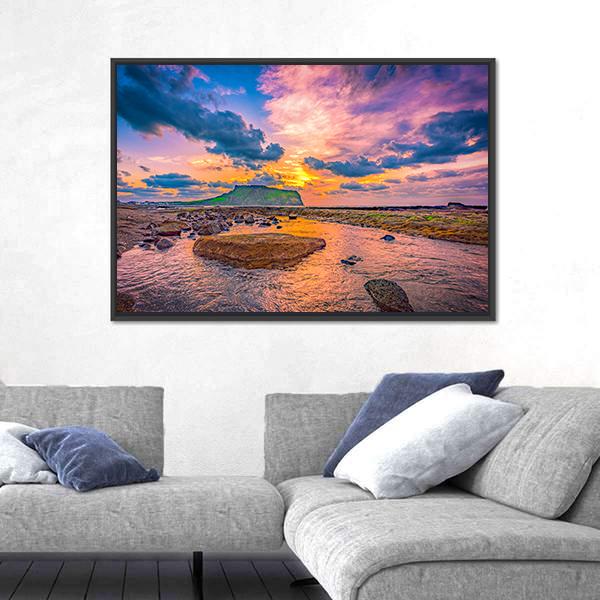 Sunrise At Jeju Island South Korea Panoramic Canvas Wall Art-1 Piece-36" x 12"-Tiaracle