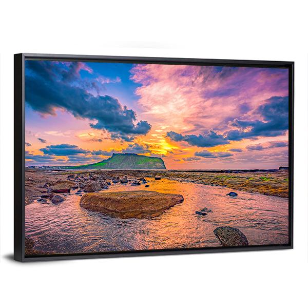 Sunrise At Jeju Island South Korea Panoramic Canvas Wall Art-1 Piece-36" x 12"-Tiaracle